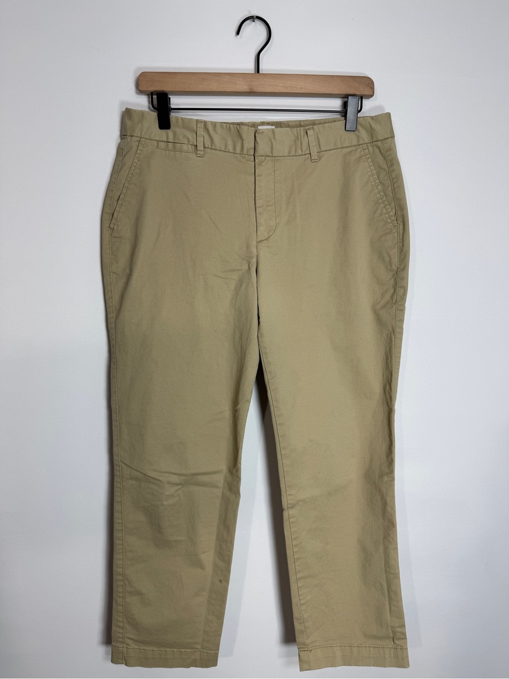 WP99 {GAP} "Slim City Crop" Khaki Tan Beige Mid Rise Straight Leg Chinos Pants